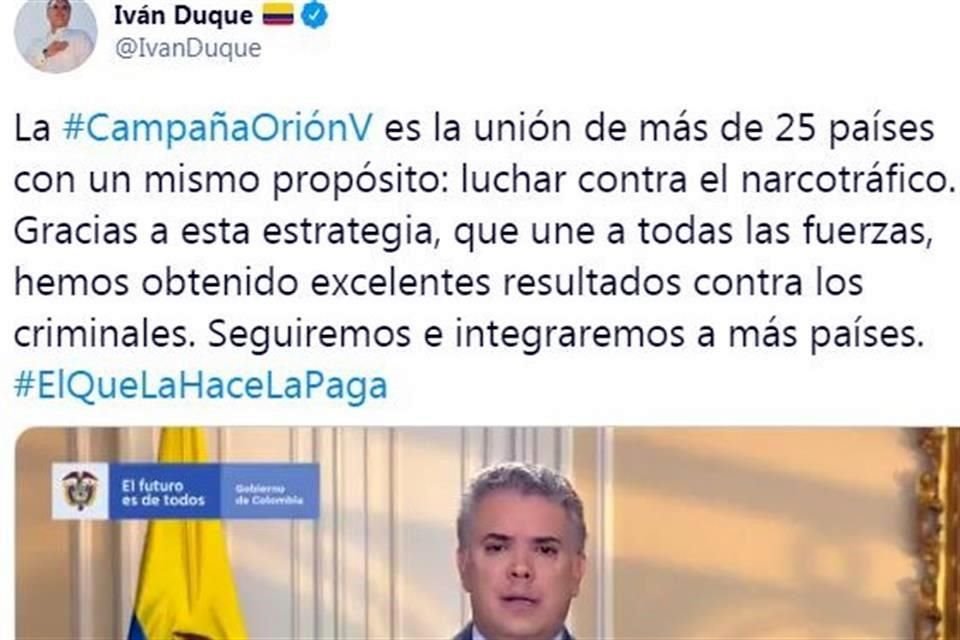 El Presidente colombia, Iván Duque, anunció que el operativo inmovilizó 38 embarcaciones, dos semisumergibles y cuatro aeronaves.