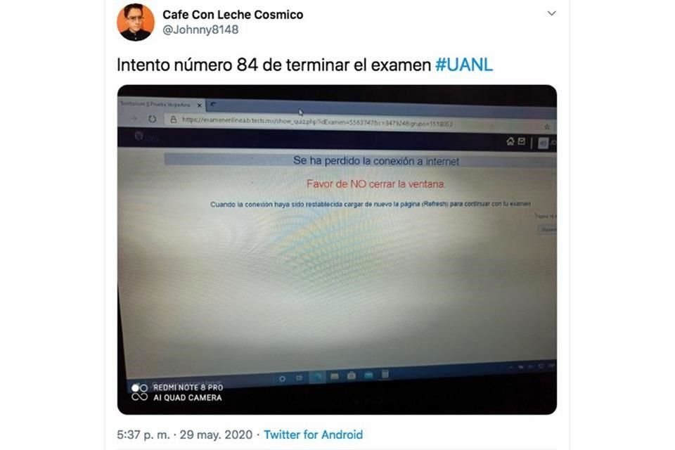 Diferentes estudiantes se quejaron sobre las fallas en el sistema en redes sociales.