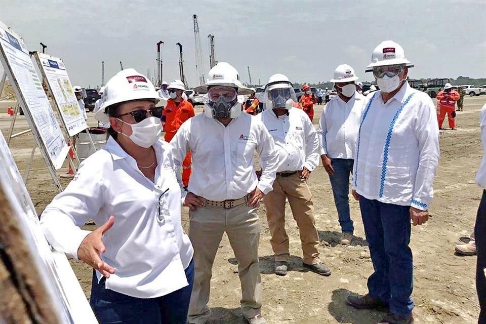 Rocío Nahle supervisó el viernes las obras en Dos Bocas.