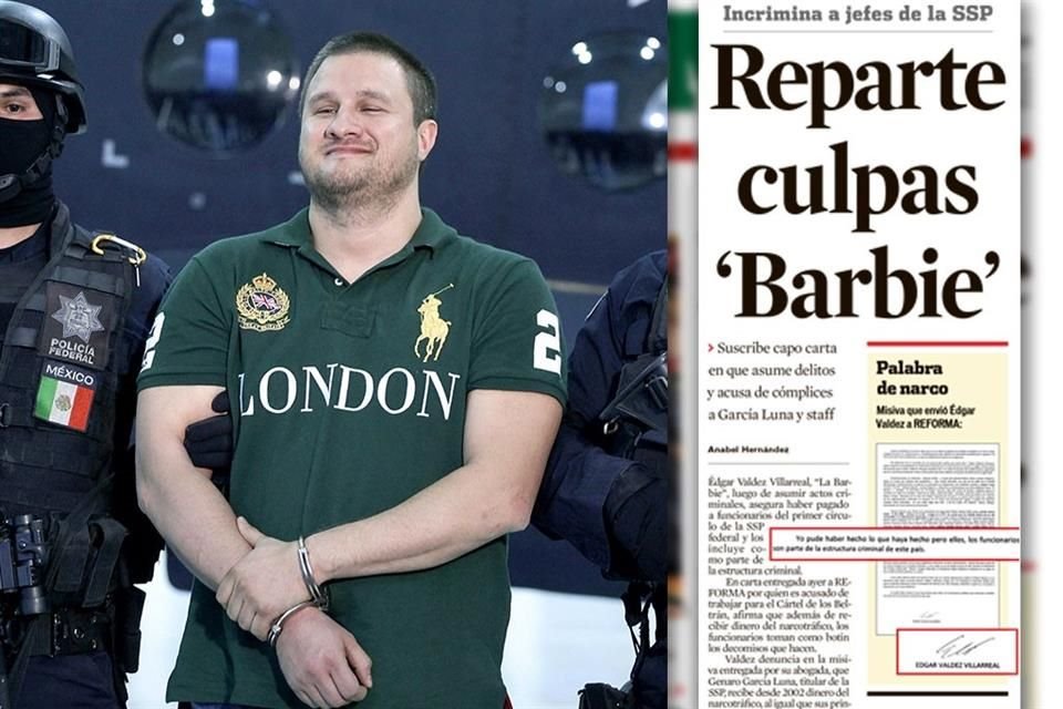 El 28 de noviembre de 2012, 'La Barbie' escribió una carta en que asumió delitos y acusó de cómplices a García Luna y su primer círculo.