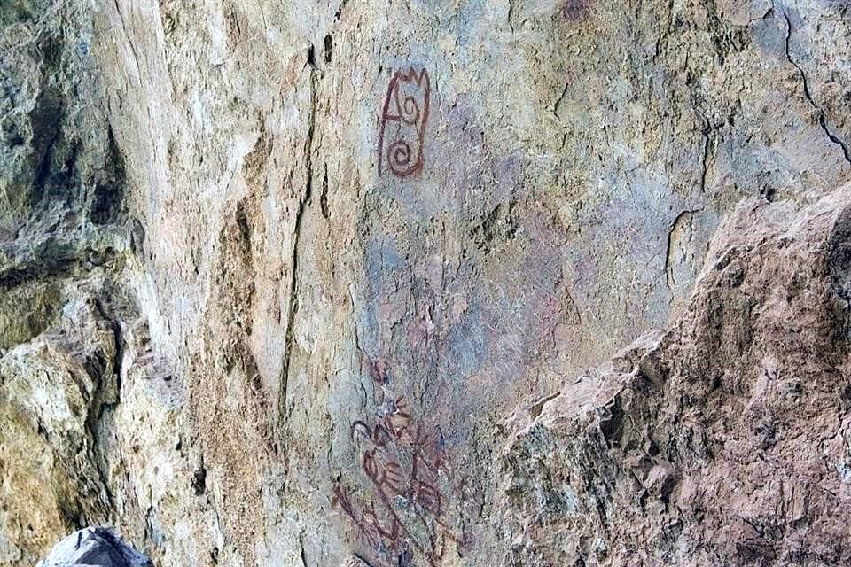 Fragmento de una pintura rupestre en la comunidad de Santa María Mixtequilla, en  Oaxaca.