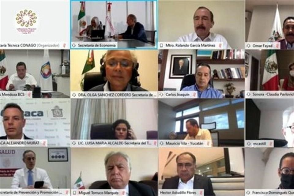 Videoreunión entre los gobernadores e integrantes del gabinete federal.