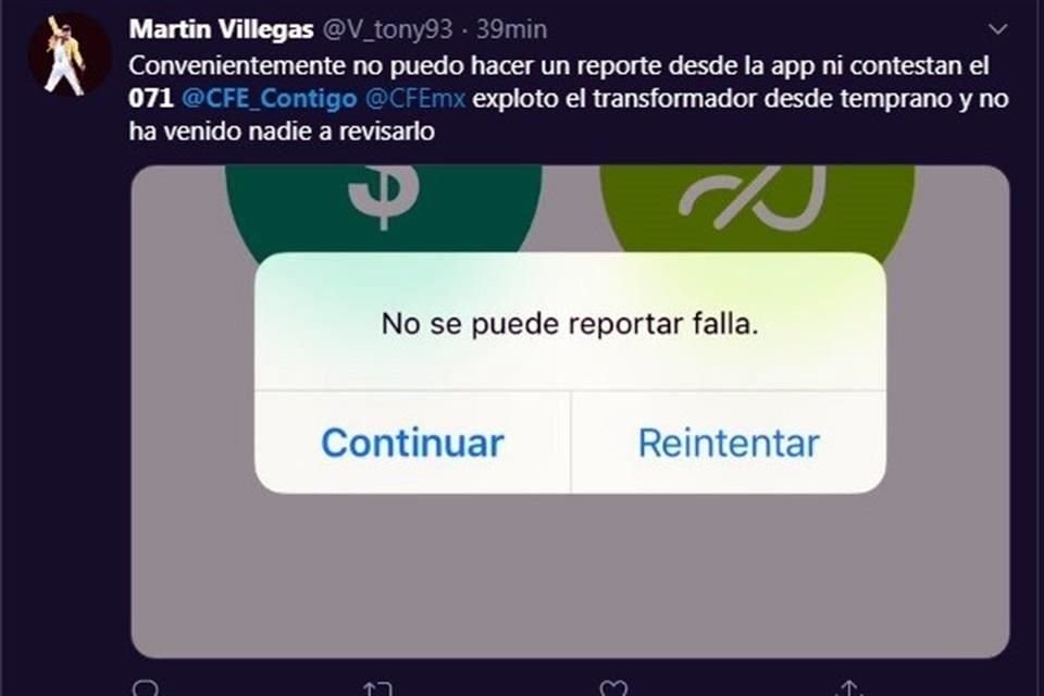 Vecinos reclamaron desde temprano que la Comisión Federal de Electricidad (CFE) no atiende los reportes al 071 y se encuentran saturados.