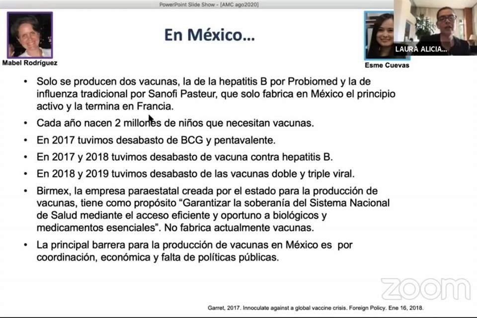 Expertos participaron en la conferencia en línea Las vacunas, medicamentos y diagnóstico en la lucha contra la Covid-19 en México: El caso del Instituto de Biotecnología de la UNAM.
