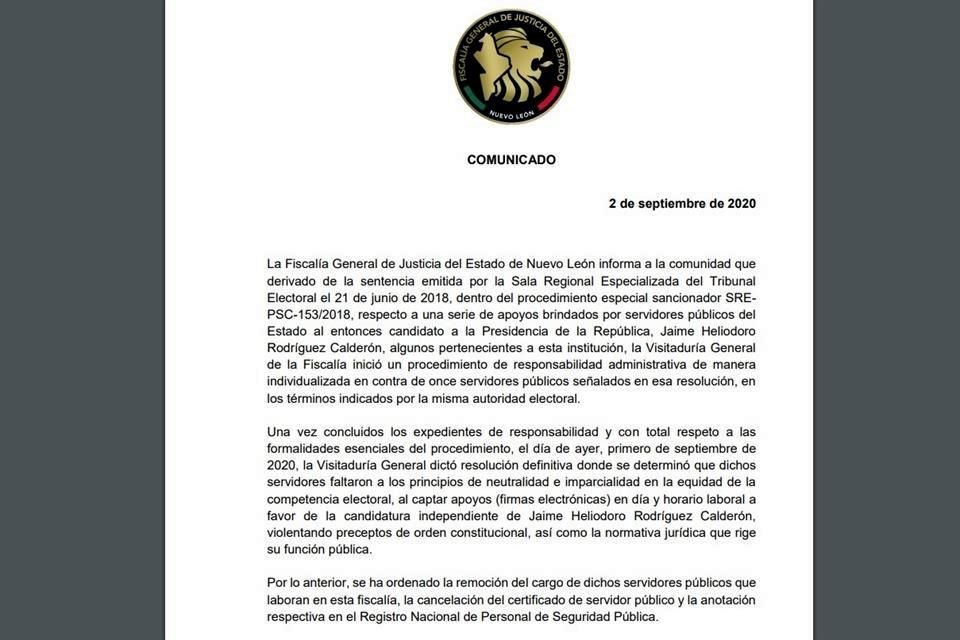 Entre los despedidos están un director, un coordinador de área, tres agentes ministeriales, un perito, un auxiliar y un asistente.