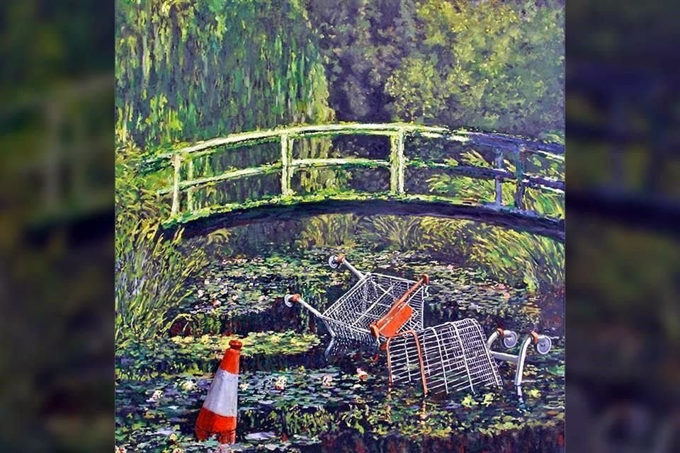 El artista británico recreó el famoso puente de Giverny de Monet con óleo sobre lienzo.
