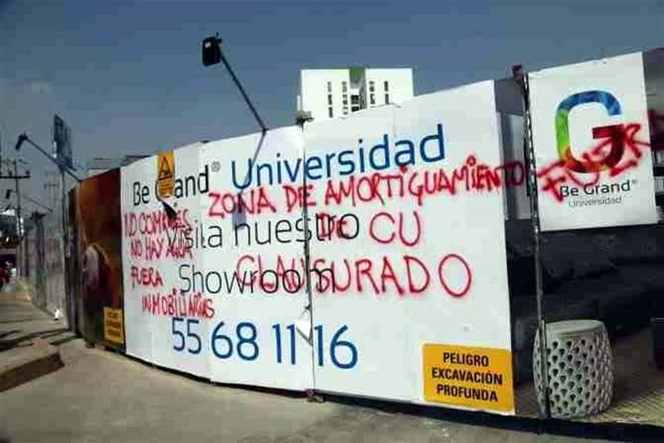Un Juez concedió a la UNAM, en 2018, una suspensión definitiva, que ha mantenido paralizada la construcción de Be Grand Universidad a unos metros CU sobre Copilco.