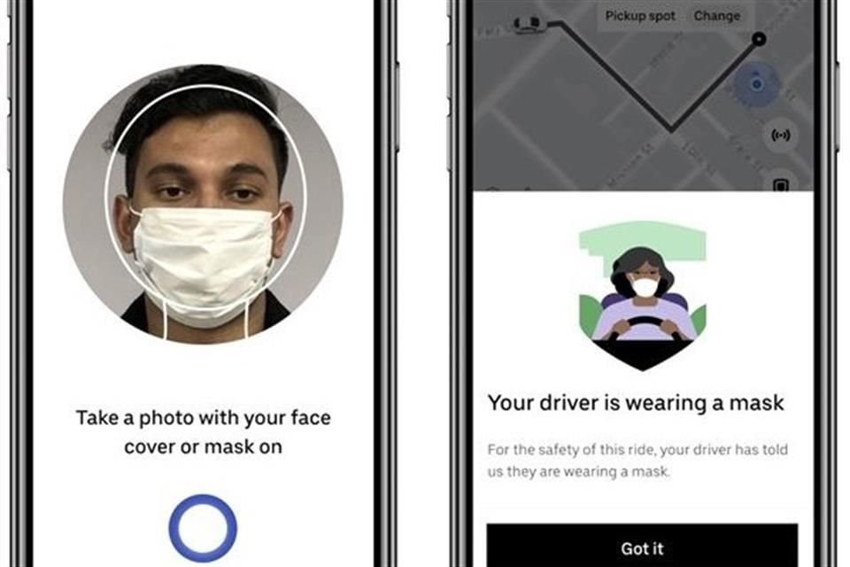 Uber obligará a usuarios reportados previamente por no usar cubrebocas, a tomarse una selfie portándolo, para  poder acceder al servicio.