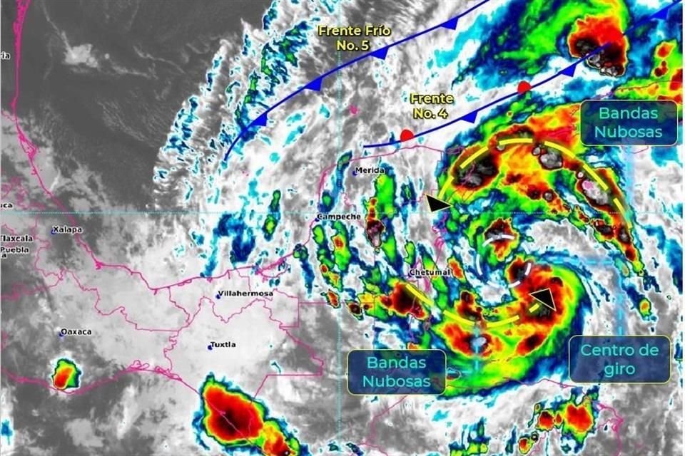 El fenómeno presenta vientos máximos sostenidos de 65 kilómetros por hora y rachas de 85 kilómetros hora.