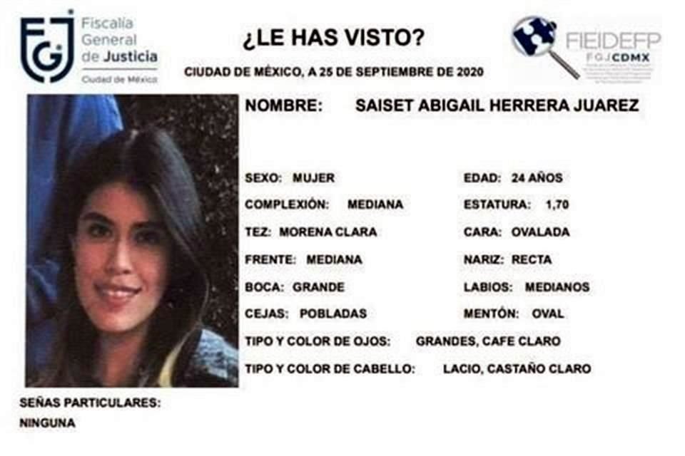 Luego de tres semanas de búsqueda, Saiset Abigail Herrera fue hallada muerta, dentro de un departamento en la Cuauhtémoc.