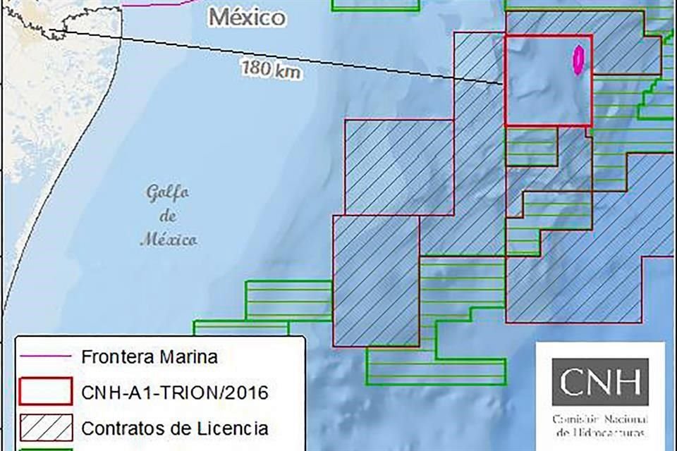 El campo Trión está ubicado en el Cinturón Plegado Perdido, en la provincia petrolera del Golfo de México Profundo.