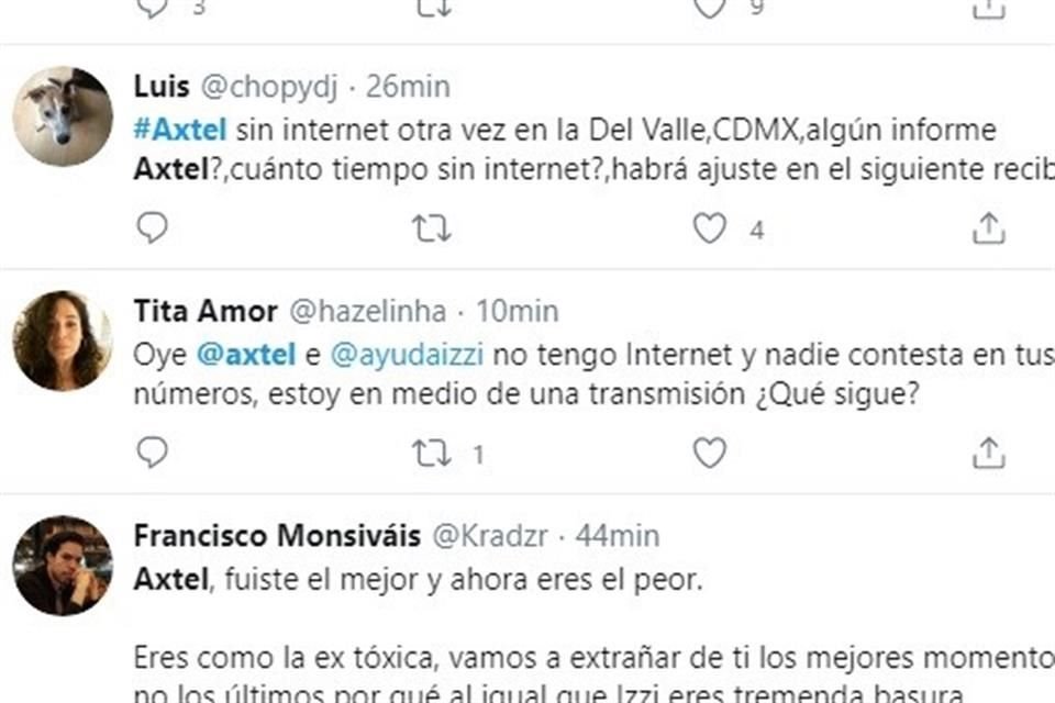 Usuarios se quejaron del servicio en redes sociales.