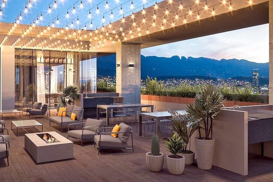 Terraza con asadores.