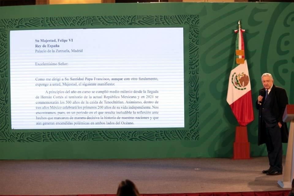 AMLO dijo que carta que mandó al Rey Felipe VI para que España pidiera disculpas por la Conquista fue usada para enfrentar a su Gobierno.