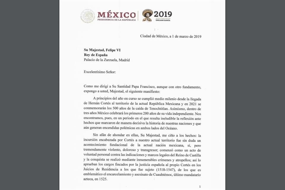 AMLO dijo que carta que mandó al Rey Felipe VI para que España pidiera disculpas por la Conquista fue usada para enfrentar a su Gobierno.