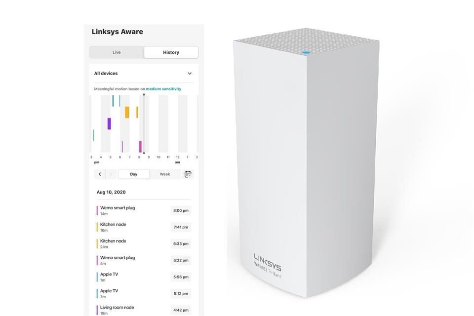 La actualización del sistema Linksys Aware alerta cuando detecta movimiento irregular en el hogar.