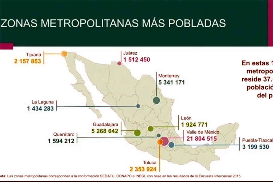 El área Metropolitana de Monterrey se ubicó como la segunda más poblada en el País.