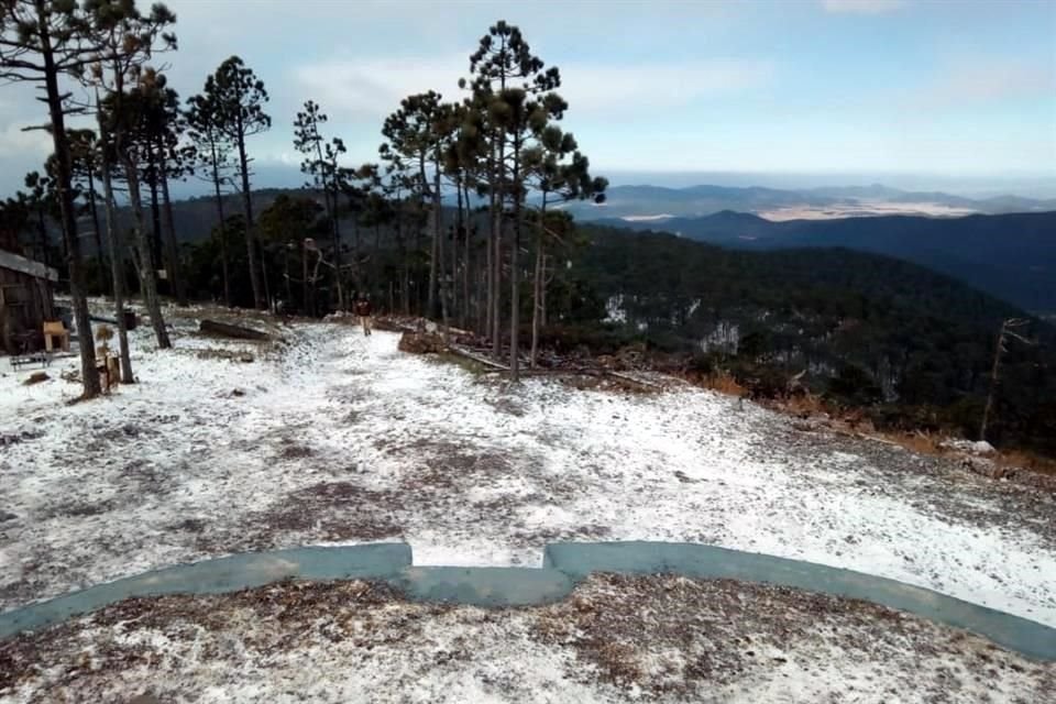 Autoridades reportaron caída de nieve en algunas zonas de Galeana e Iturbide.