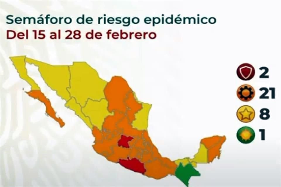 Sólo el Estado de Chiapas se pintó de verde.