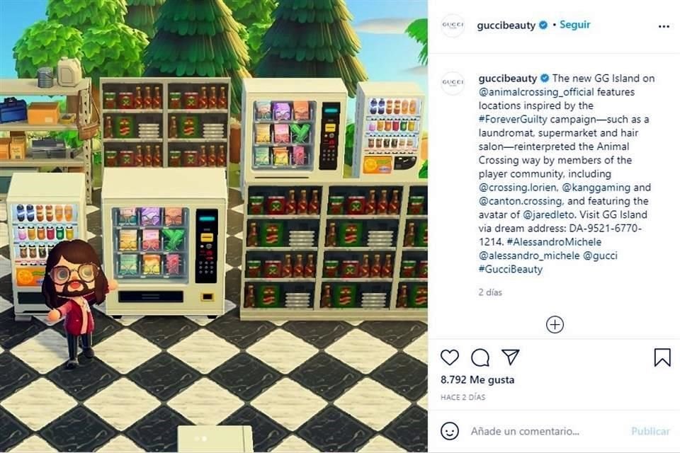 La firma Gucci trasladó su estética y sus diseños al videojuego de Nintendo 'Animal Crossing: New Horizons', donde ahora los jugadores pueden estar a la moda.