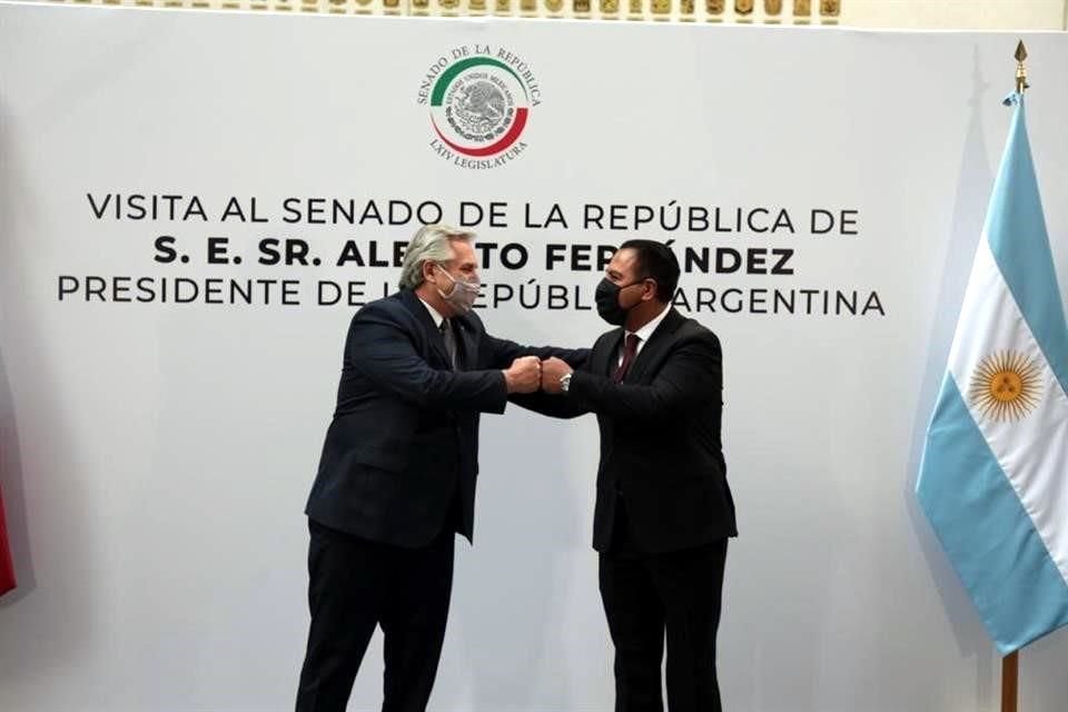 Visita de Alberto Fernández al Senado mexicano.