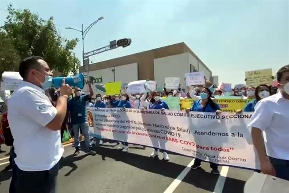 La convocatoria fue realizada por el Sindicato Nacional de Trabajadores de la Secretaría de Salud, Sección 84.