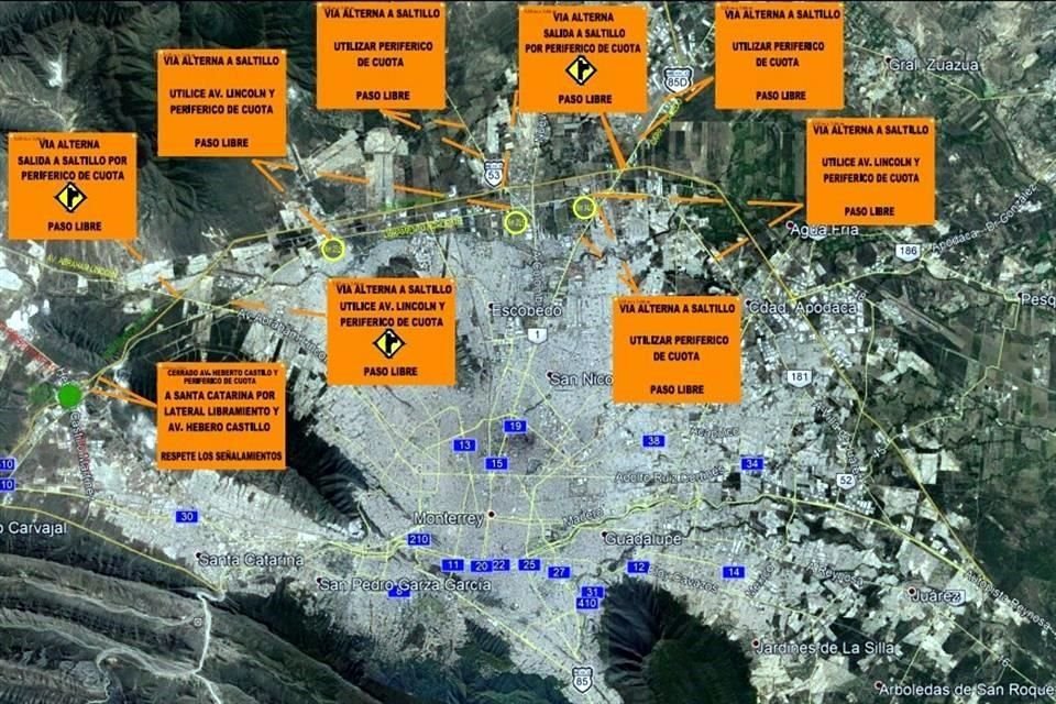 Los cierres comprenderán los municipios de Santa Catarina, García y Escobedo.