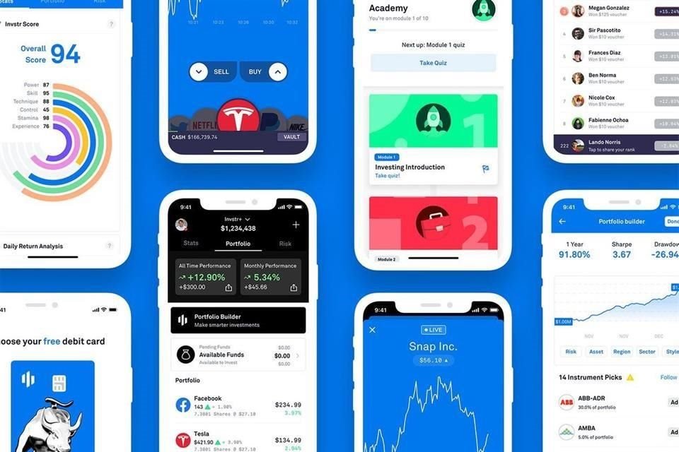 En la app Invstr los jóvenes aprenden cómo jugar un juego de fantasía de finanzas, antes de poner dinero real.
