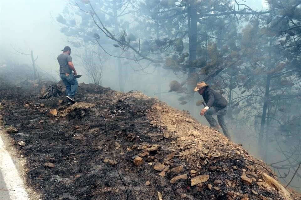 Avanza incendio de la Carretera de Rayones a Montemorelos.
