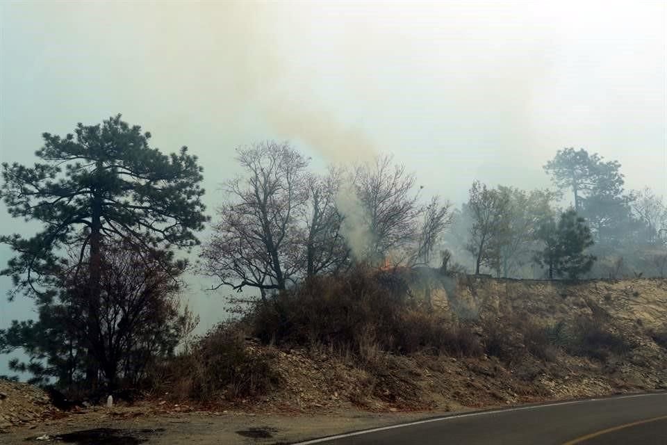 Avanza incendio de la Carretera de Rayones a Montemorelos.