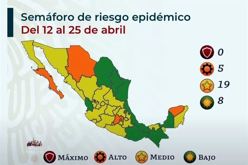 La CDMX y Edomex se mantienen en semáforo naranja.