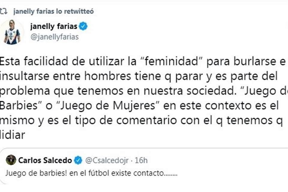 Farías señaló a Salcedo por su comentario machista.