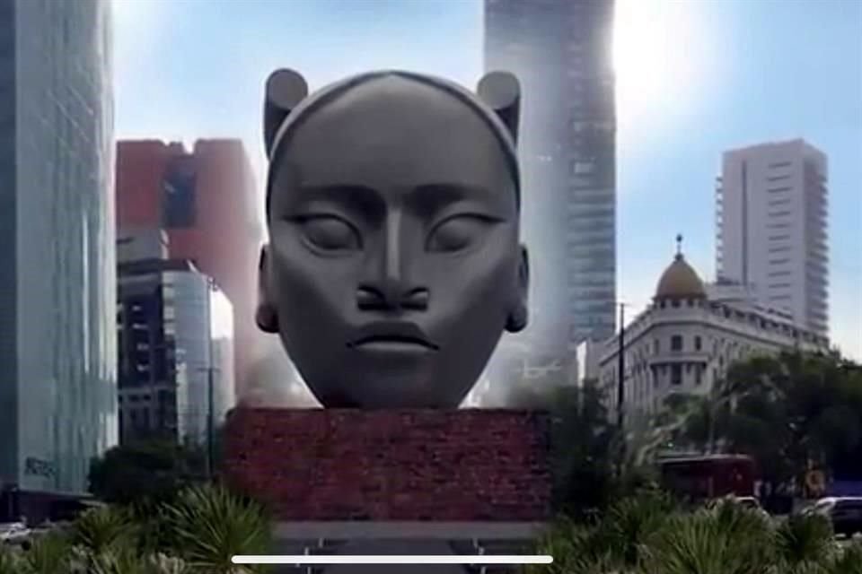 El escultor y artista visual Pedro Reyes mostró imágenes de #Tlalli, el monumento que será colocado en lugar de la estatua de Cristóbal Colón, en Reforma.