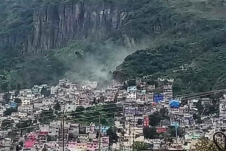 Así se observó el desgajamiento del Cerro del Chiquihuite, en el Estado de México.