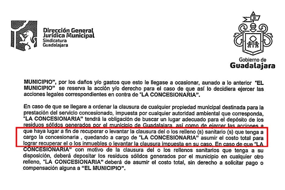 El contrato firmado entre Guadalajara y Caabsa en 2016 dejaba claro que la empresa debía asumir el costo total.