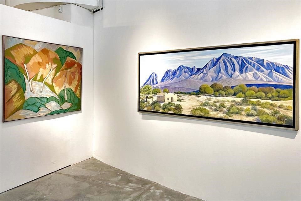 Las obras de Rodolfo Ríos (izquierda) y Saskia Juárez  tienen estilos  diferentes, pero ambas retratan las montañas de la región.