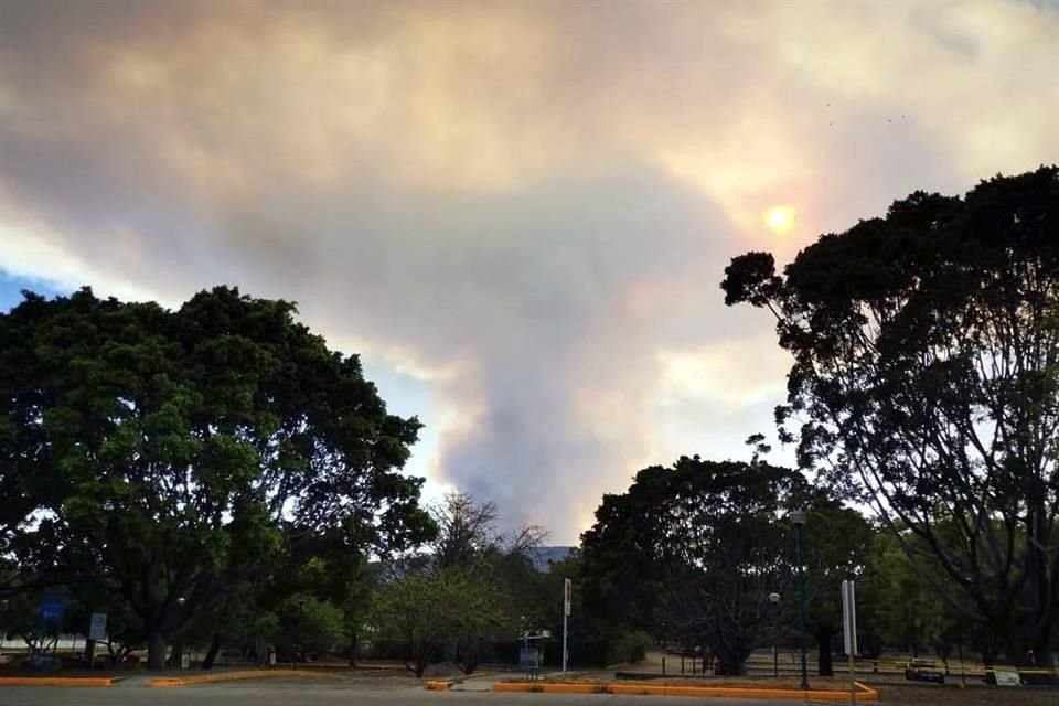 Desde el estacionamiento del ITESO también se observa una densa capa gris.