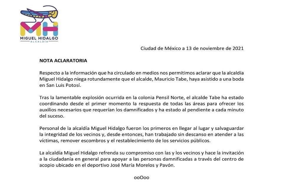 La Alcaldía Miguel Hidalgo informó que su titular Mauricio Tabe coordinó desde el primer momento la atención al siniestro ocurrido esta mañana.