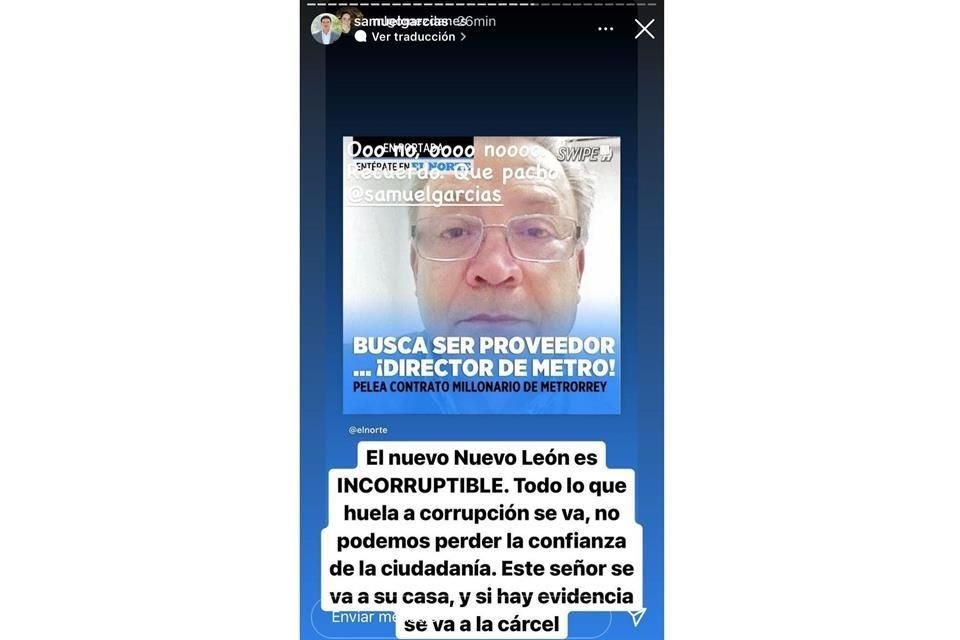 En su cuenta de Instagram, García dio a conocer la salida del funcionario.