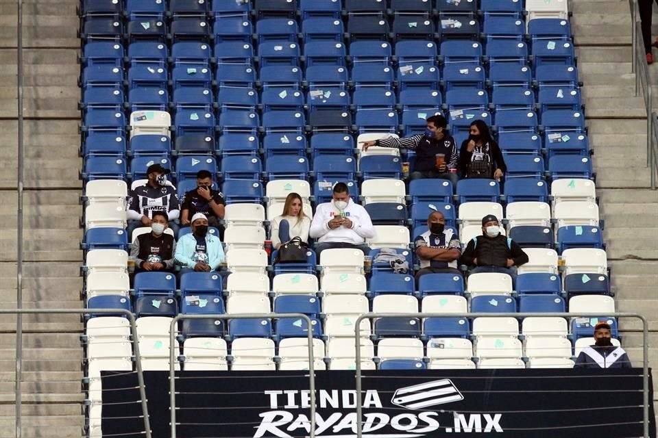 Así lució un sector de la tribuna del Estadio BBVA, que, de nueva cuenta, tuvo ocupado el 20% de su capacidad.