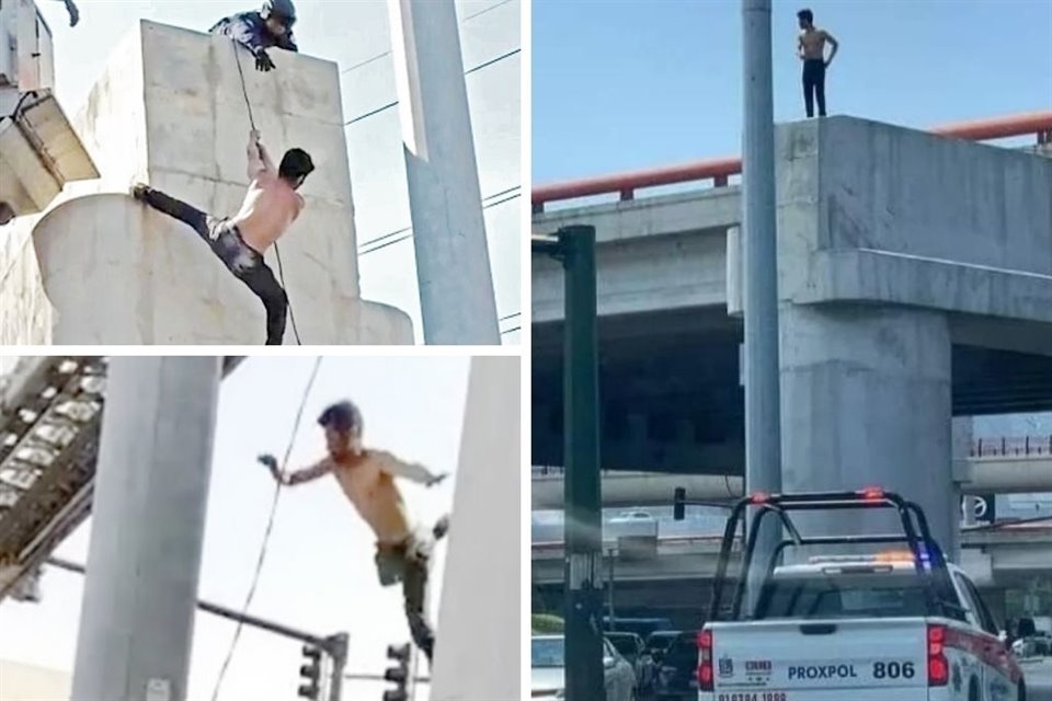 Luego de casi tres horas, el hombre se sujetó de un cable por el cual buscaba bajar, pero resbaló y cayó de una altura de unos 5 metros.