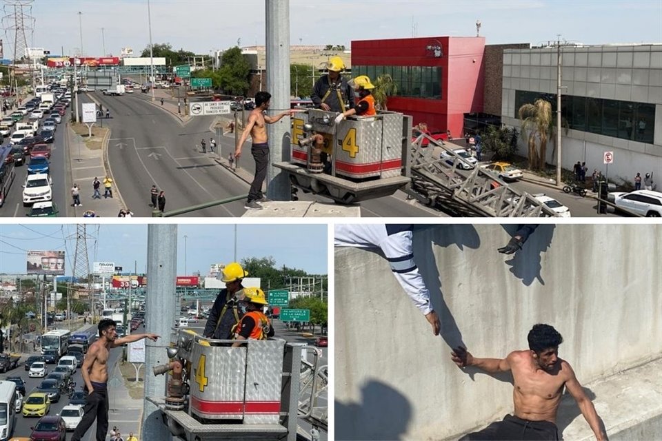 Luego de casi tres horas, el hombre se sujetó de un cable por el cual buscaba bajar, pero resbaló y cayó de una altura de unos 5 metros.