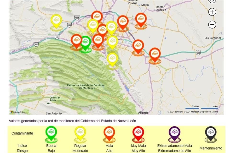 Esta mañana ocho estaciones de monitoreo arrojan registros negativos y se mantienen con mala calidad de aire.