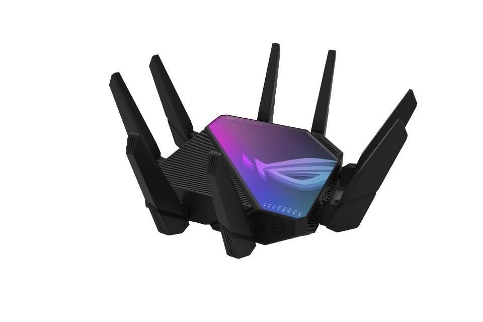 Según Asus, el router ROG Rapture GT-AXE16000 es el primer gadget en soportar cuatro bandas de WiFi, una de 2.4 GHz, dos de 5 GHz y una 6 GHz.