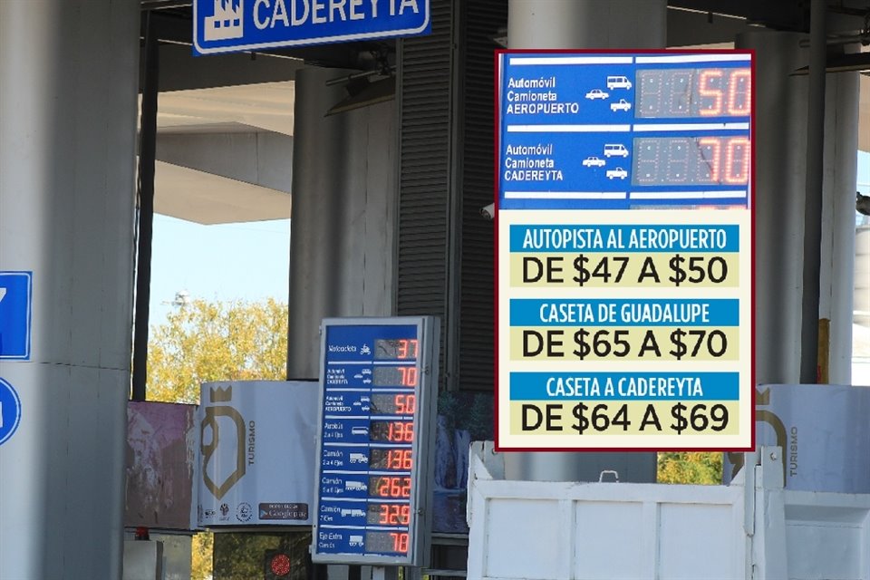 Las tarifas de la Autopista al Aeropuerto, Caseta de Guadalupe y Caseta a Cadereyta tuvieron un aumento del 7 por ciento.