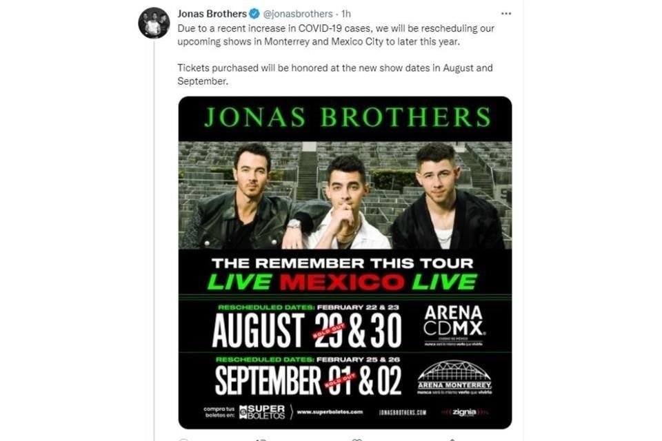 Posponen Jonas Brothers Conciertos En México