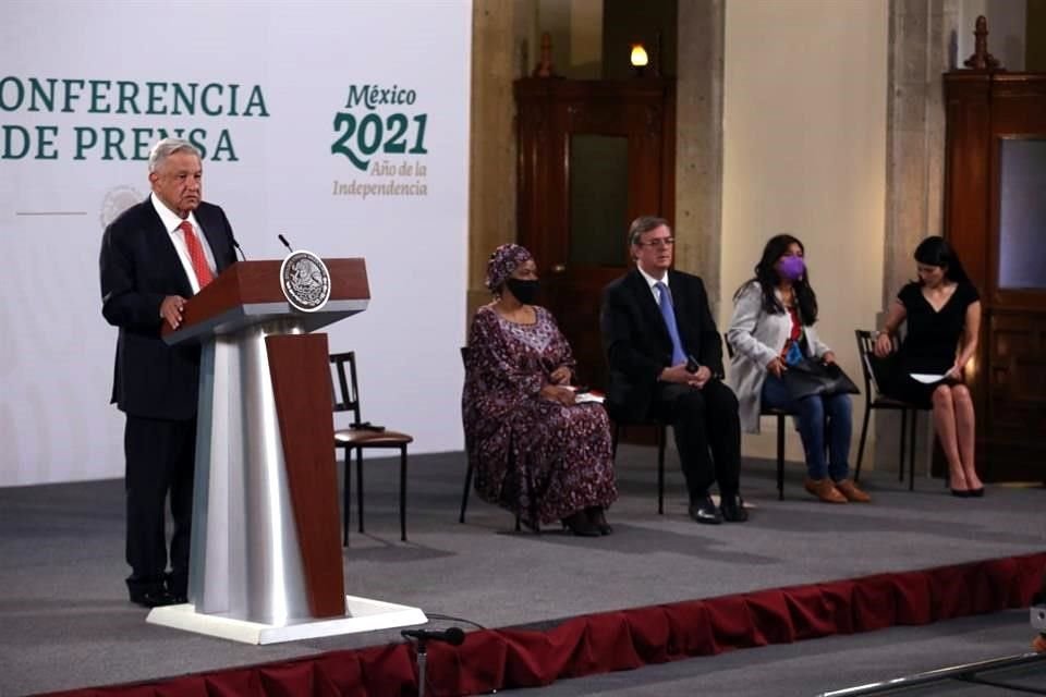 El Presidente Andrés Manuel López Obrador durante su mensaje por la presentación del Foro Generación Igualdad.