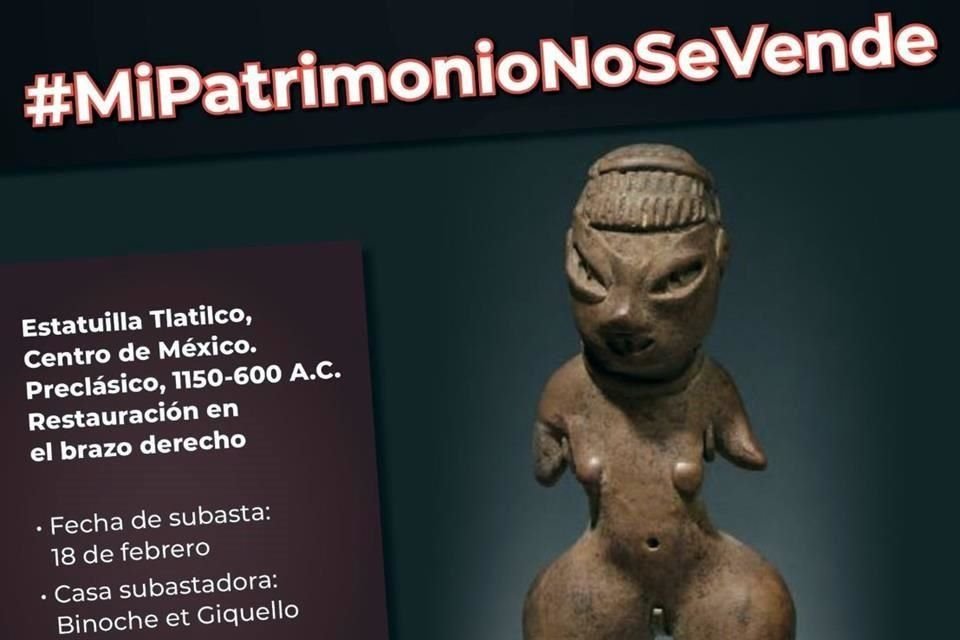 Este viernes, como lo hiciera apenas la semana pasada con 47 piezas arqueológicas provenientes del territorio nacional, la casa Binoche et Giquello ofertará una estatuilla de Tlatilco.