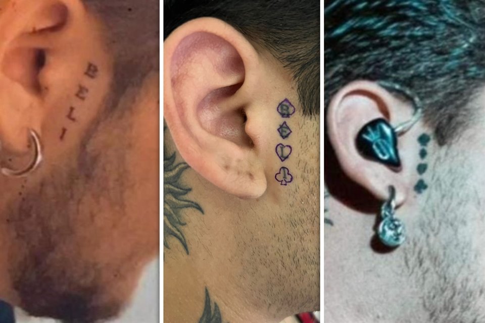 Así es como se veía el tatuaje de Nodal, luego fue esquemado de esa manera por Rafael Valdez y al final ya lo presumió modificado.