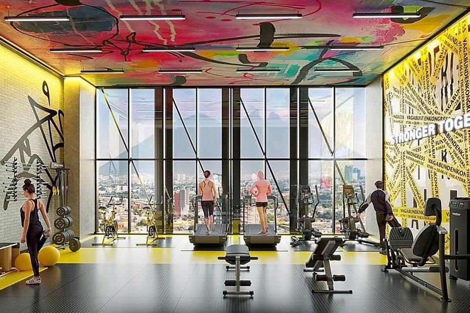 El edificio también tiene gimnasio.